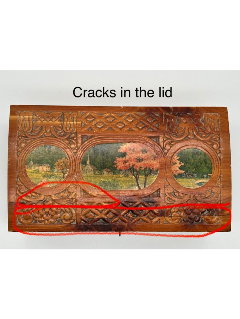 Vintage Handcrafted Wooden Jewelry Keepsake Box Treasure Chest Interior Mirror - Picture 3 of 11